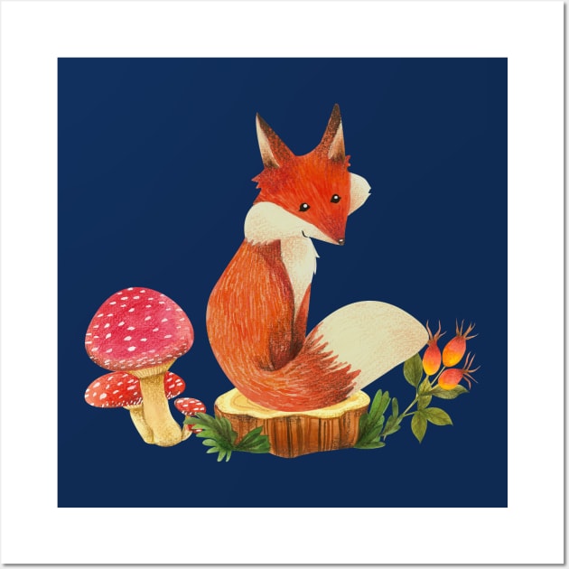 Cute Fox - Fox Lover Gift Wall Art by ShopBuzz